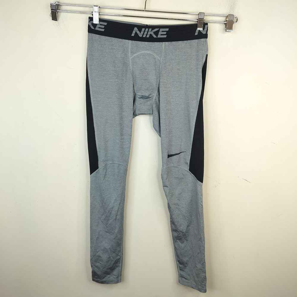 Nike Compression Leggings Mens Large Dri-FIT Tight Fit Athletic Gray Black